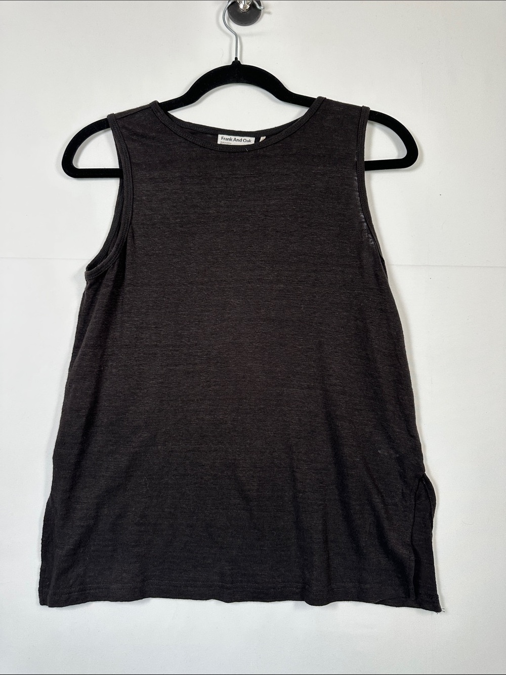 Frank And Oak 100% Linen Tank Top Black Sleeveless XS